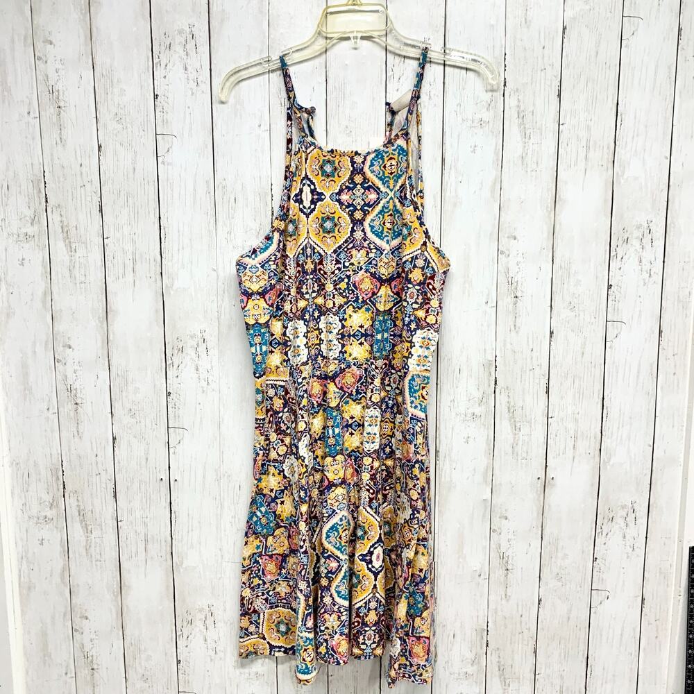 Mossimo Supply Co. Dress Women XXL Multicolor Kaleidoscope Pattern Halter‎ Mini